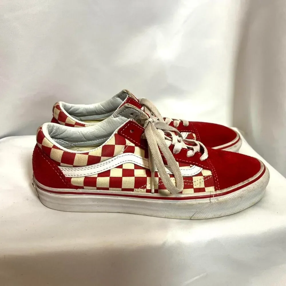 Grunge Vans Red Skateboard Trainers Men's Size 6.0 Women Size 7.50